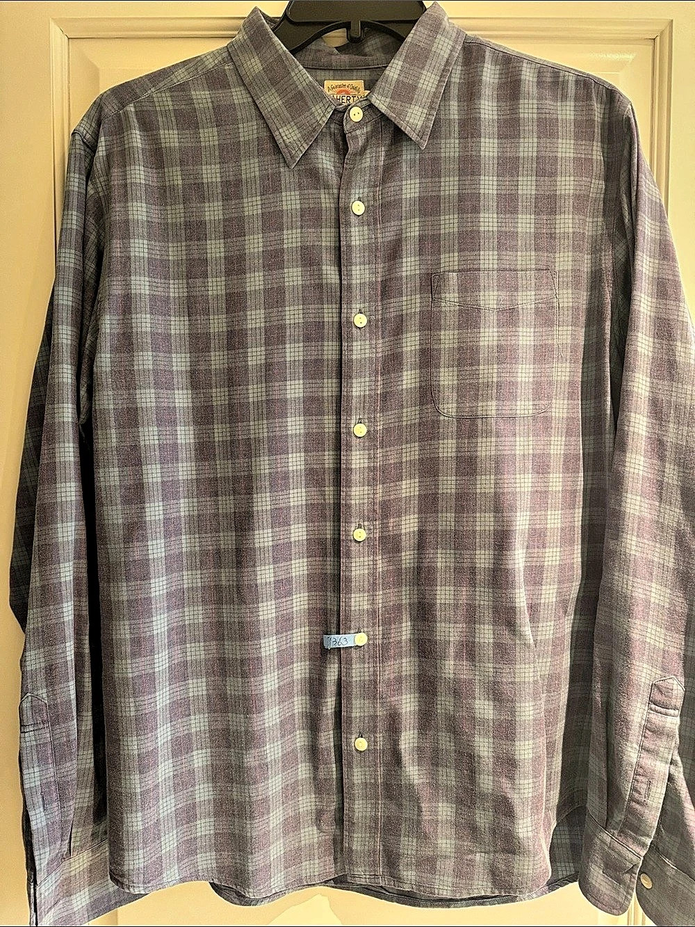 Faherty Plaid Button Down Shirt in Gray & Purple excellent condition XL